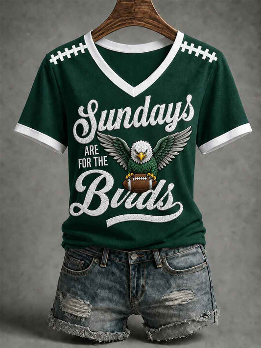 Women's Sundays Are For The Birds Football Gameday Gift For Football Fans Casual V-Neck Tee