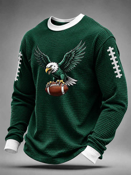 Men's Football Gameday Gift For Football Fans Casual Waffle Sweatshirt