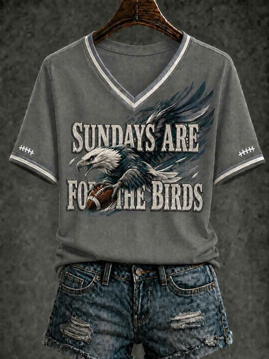 Women's Football Printed V-neck T-shirt