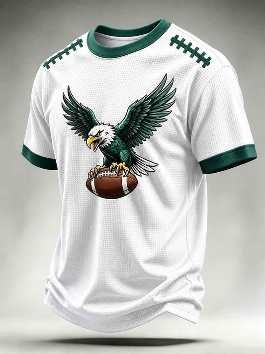 Men's Football Gameday Gift For Football Fans Casual Waffle Short Sleeve Tee