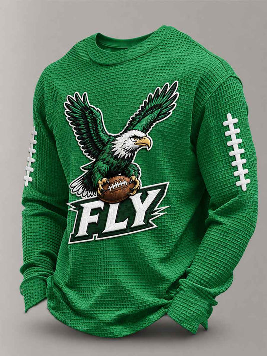 Men's Football Gameday Gift For Football Fans Casual Waffle Long Sleeve T-Shirt