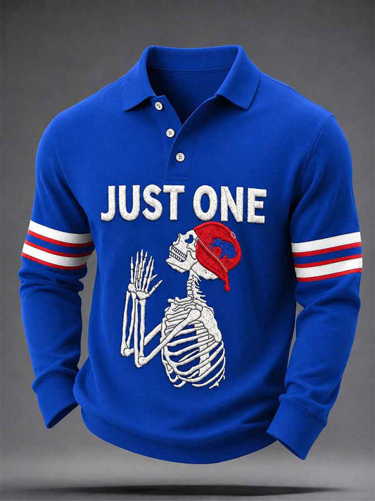 Men's Football Lover Buffalo Print Casual Long Sleeve Polo