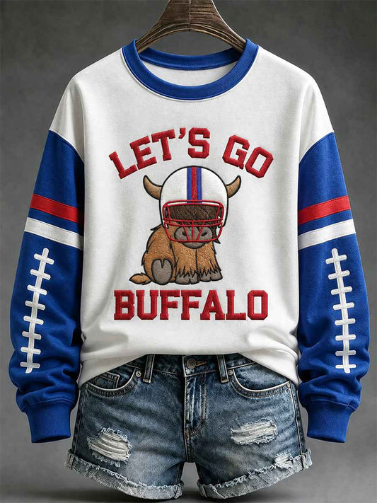 Women's Football Lover Buffalo Print Casual Sweatshirt