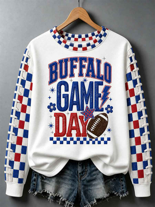 Women's Football Lover Buffalo Print Casual Sweatshirt