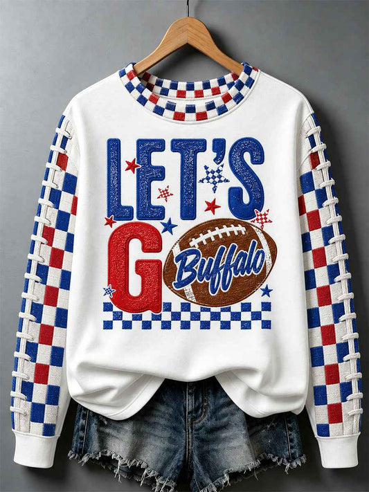 Women's Football Lover Buffalo Print Casual Sweatshirt