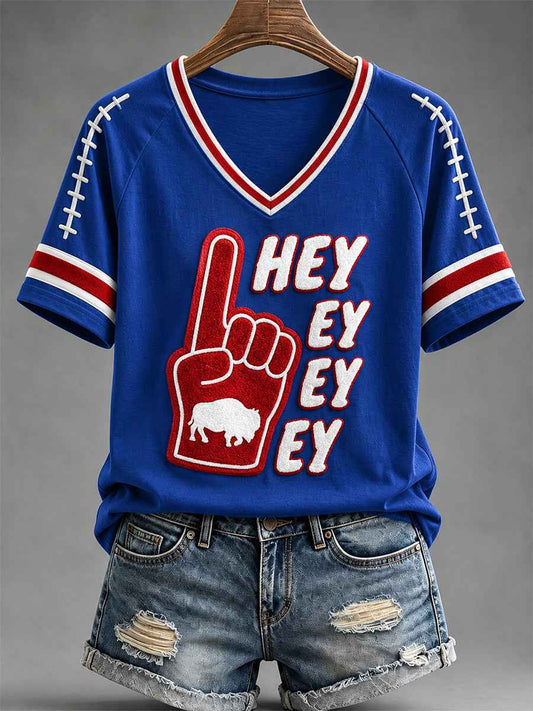 Women's Football Lover Buffalo Print Casual Tee
