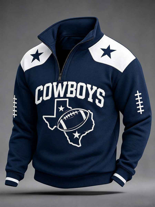 Men's Football Gameday Gift For Football Fans Casual Zip-Up Hoodie