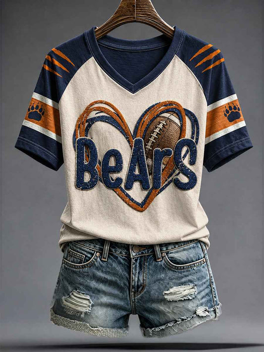 Women's Chicago Football Lover Art Printed T-shirt