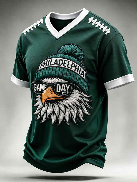 Men's Football Gameday Gift For Football Fans Casual V-Neck Tee