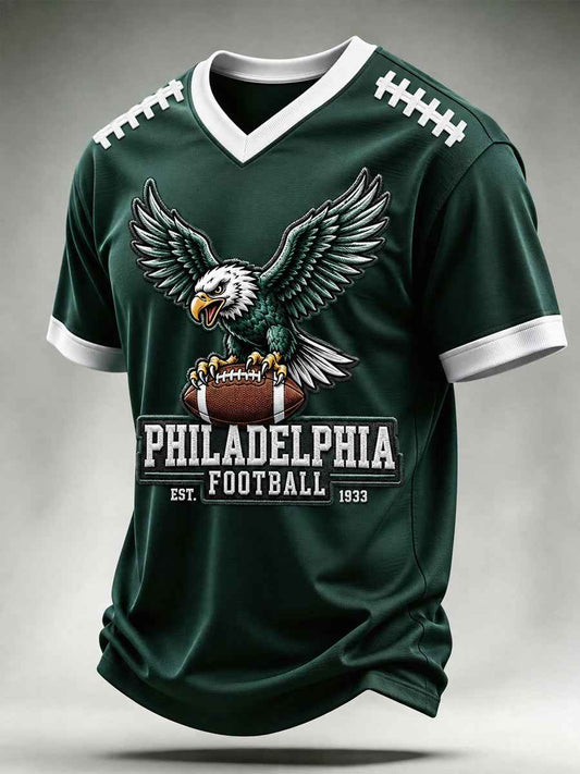 Men's  Football Gameday Gift For Football Fans Casual V-Neck Tee