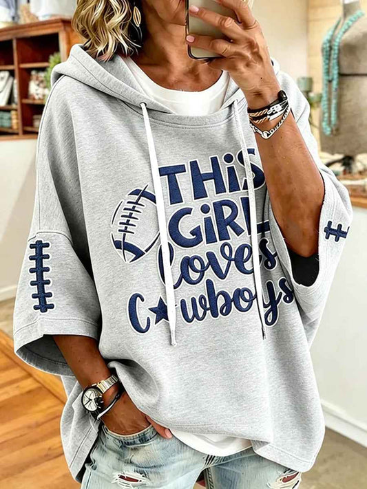 Women's Football Gameday Gift For Football Fans Casual Short-Sleeve Hoodie