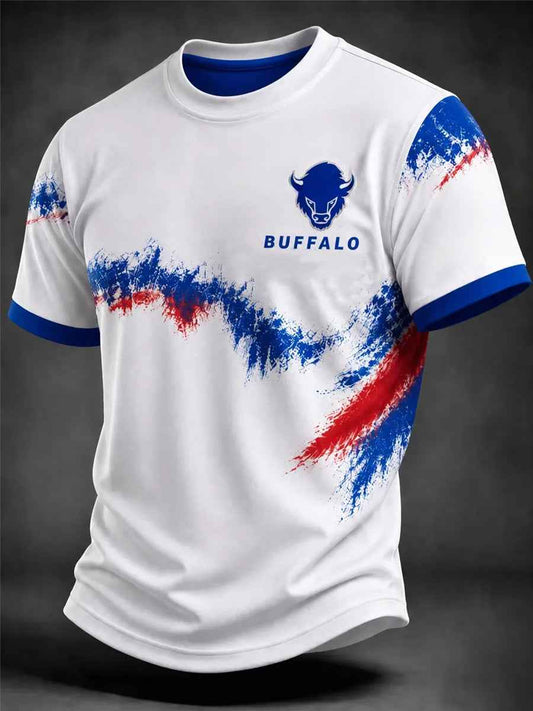 Men's Football Lover Buffalo Print Casual Tee