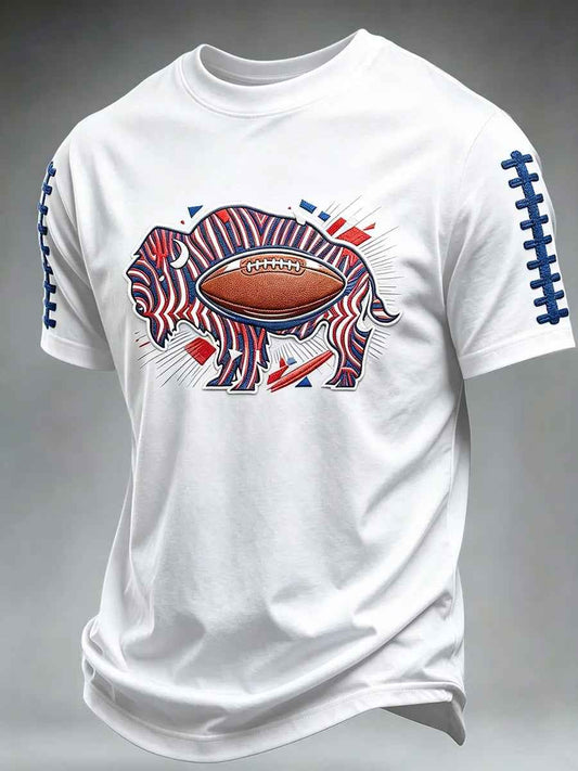 Men's Football Lover Buffalo Print Casual Tee