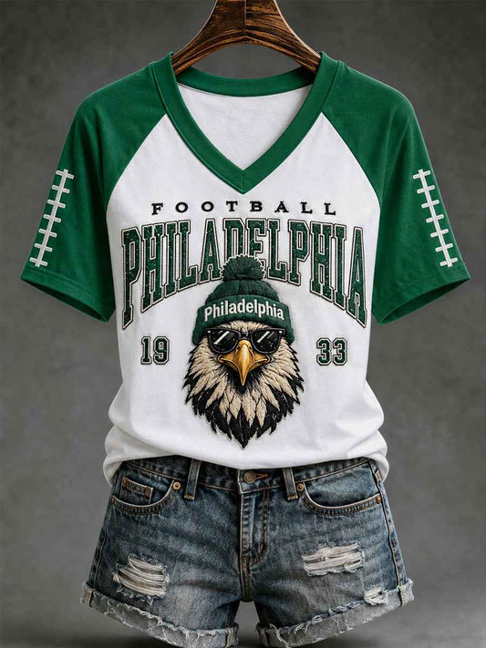 Women's Football Gameday Gift For Football Fans Casual V-Neck Tee