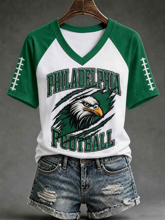 Women's Football Gameday Gift For Football Fans Casual V-Neck Tee