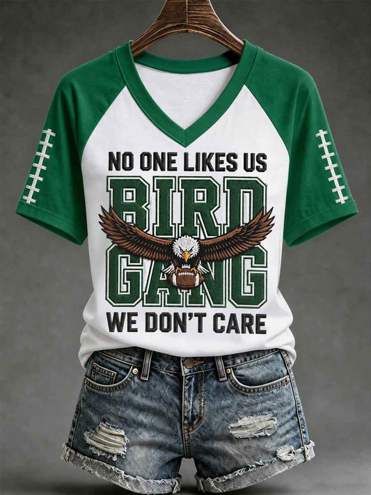 Women's Bird Gang Football Gameday Gift For Football Fans Casual V-Neck Tee
