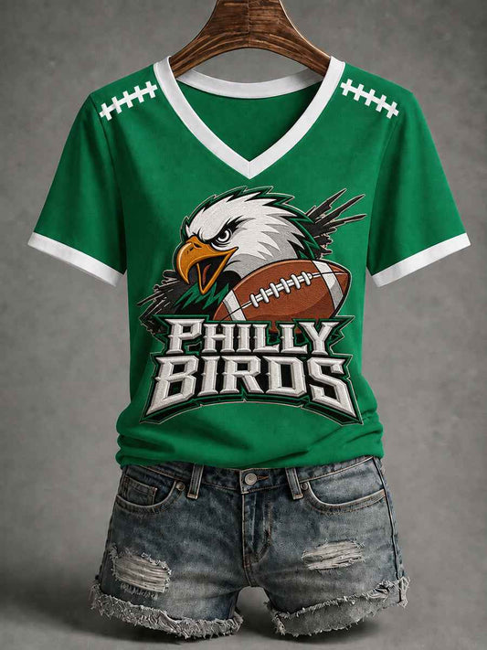 Women's Football Gameday Gift For Football Fans Casual V-Neck Tee