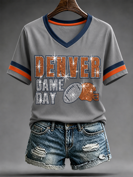 Women's Football Gameday Gift For Football Fans short-sleeved T-shirt gracestitchs