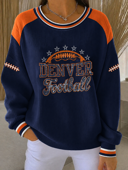 Women's Football Fans Gameday Ribbed Round-Neck Sweatshirt gracestitchs