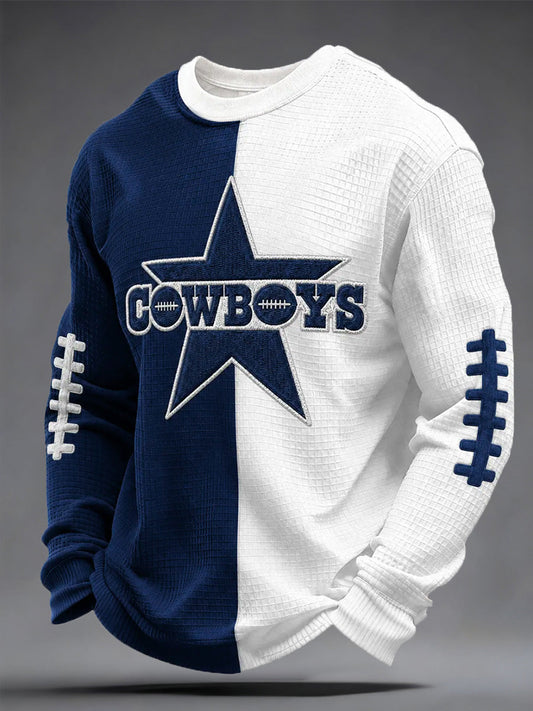 Men's Football Gameday Gift For Football Fans Casual Waffle Long Sleeve Top gracestitchs