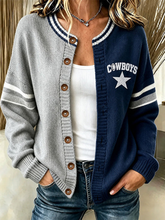 Women's Football Gameday Gift For Football Fans Casual Cardigan gracestitchs