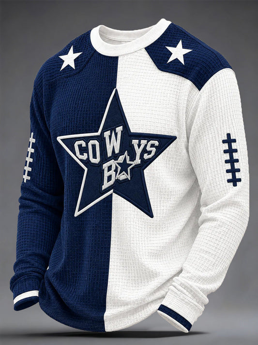 Men's Football Gameday Gift For Football Fans Casual Waffle Long Sleeve Top gracestitchs