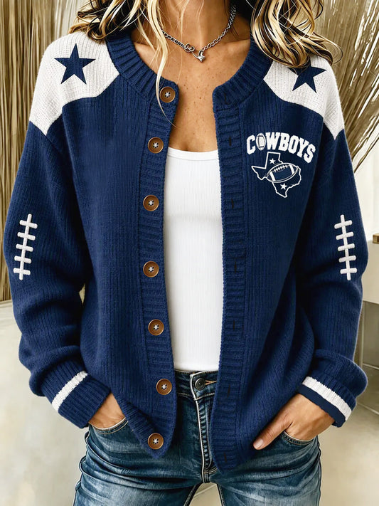 Women's Football Gameday Gift For Football Fans Casual Cardigan gracestitchs