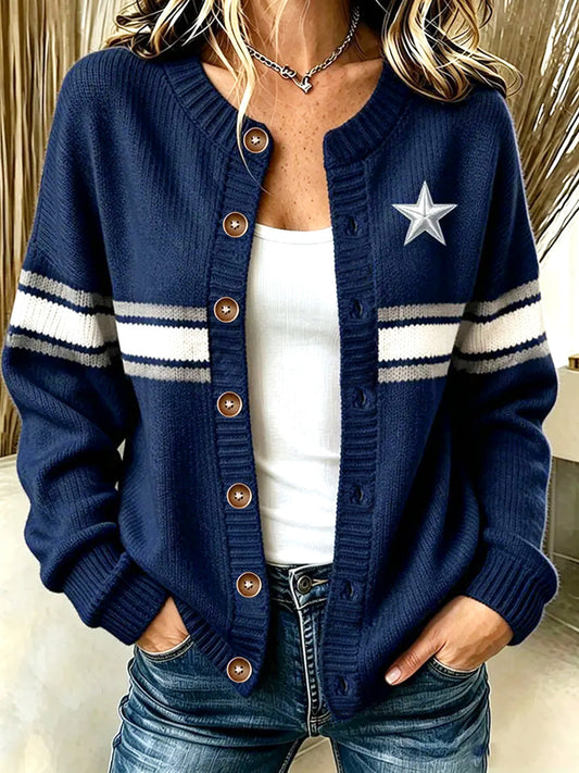 Women's Football Gameday Gift For Football Fans Casual Cardigan gracestitchs