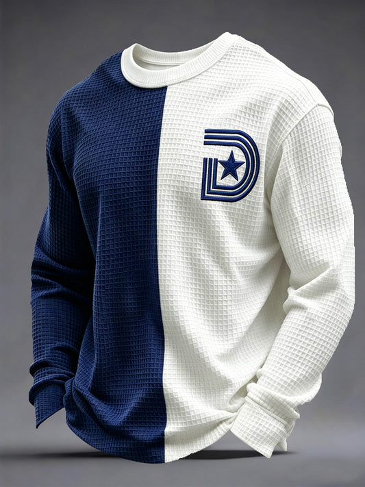 Men's Football Gameday Gift For Football Fans Casual Waffle Long Sleeve Top gracestitchs