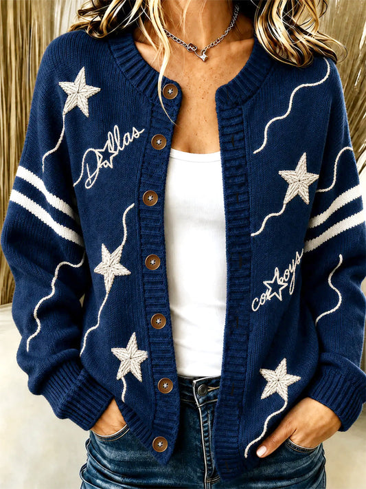 Women's Football Gameday Gift For Football Fans Casual Cardigan gracestitchs