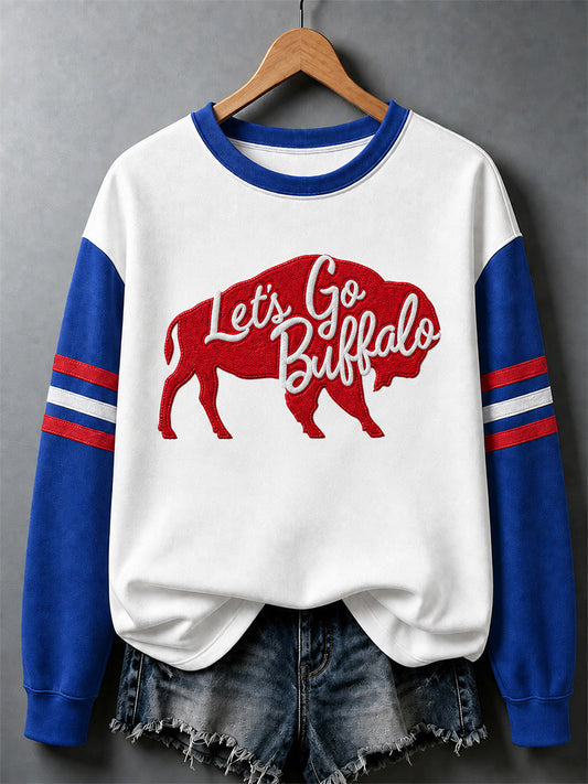Women's Football Lover Buffalo Print Casual Sweatshirt gracestitchs