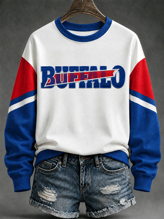 Women's Football Lover Buffalo Print Casual Sweatshirt gracestitchs