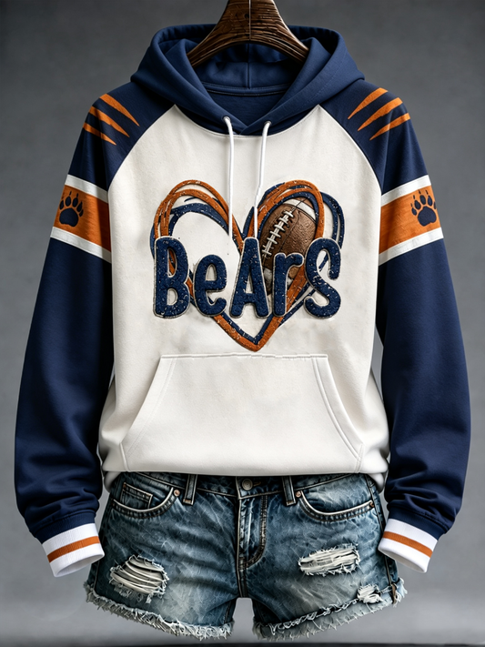Women's Chicago Football Lover Bears Art Printed hoodie gracestitchs