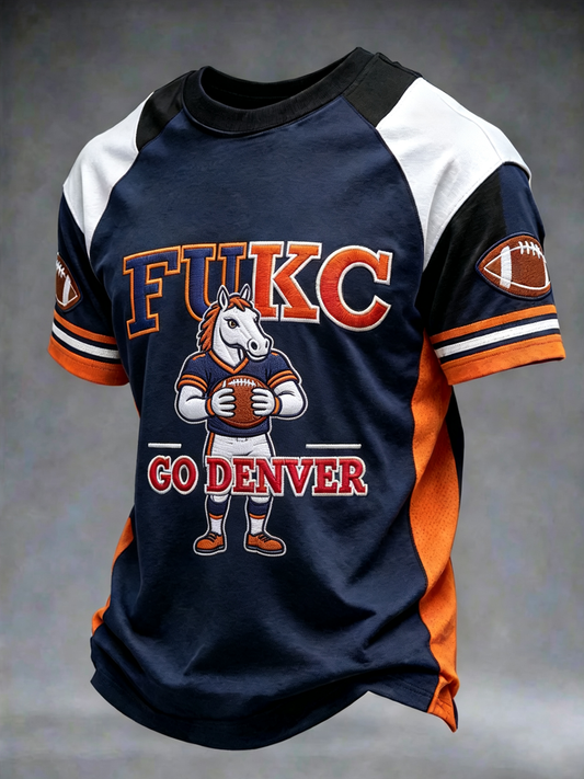 Men's Derver Football Lover Printed short sleeves t-shirt gracestitchs