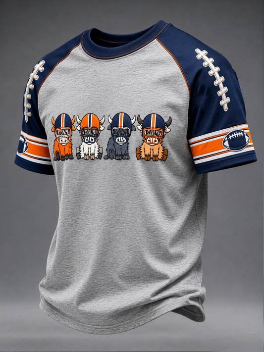 Men's Derver Football Lover Printed short sleeve t-shirt gracestitchs