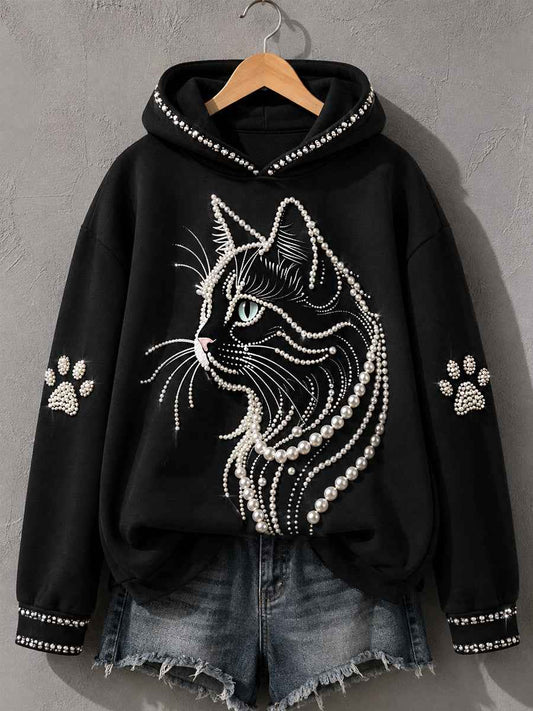 Women's Cat Print Cat Lovers Casual Hoodie