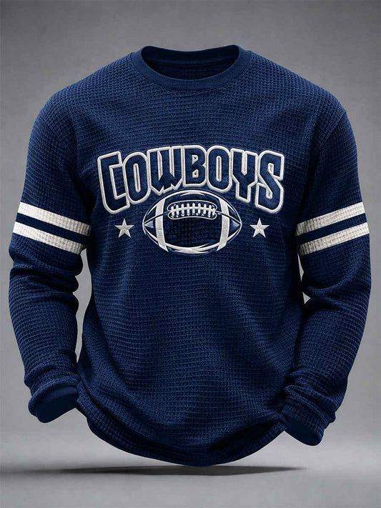 Men's Football Gameday Gift For Football Fans Casual Waffle Long Sleeve Top