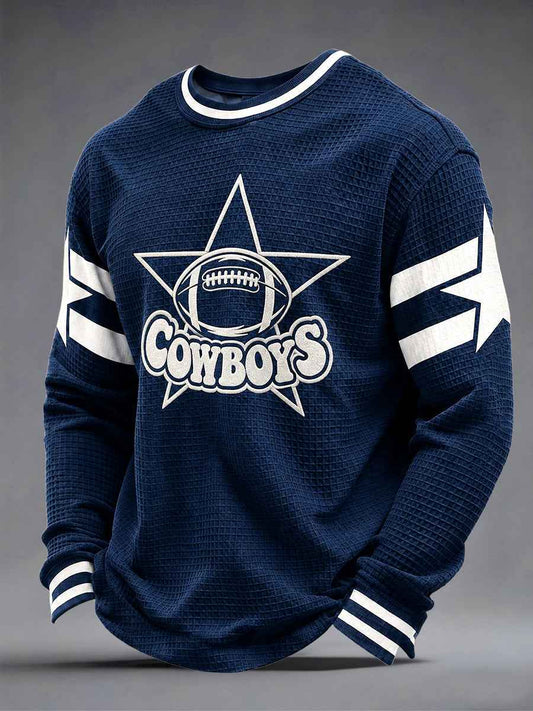 Men's Football Gameday Gift For Football Fans Casual Waffle Long Sleeve Top