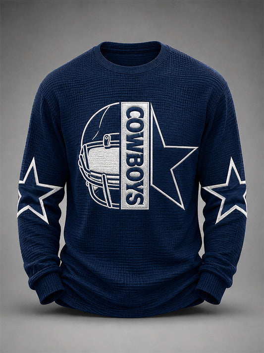 Men's Football Gameday Gift For Football Fans Casual Waffle Long Sleeve Top gracestitchs