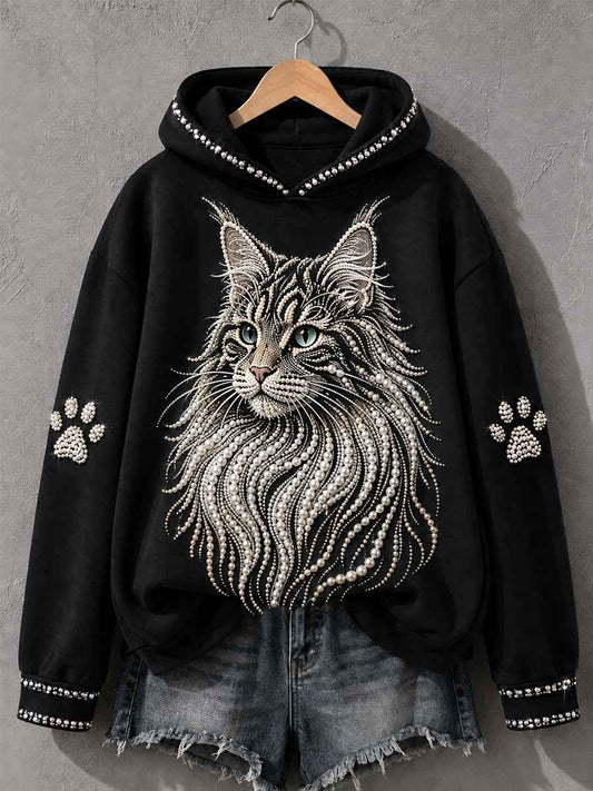 Women's Maine Coon Print Cat Lovers Casual Hoodie