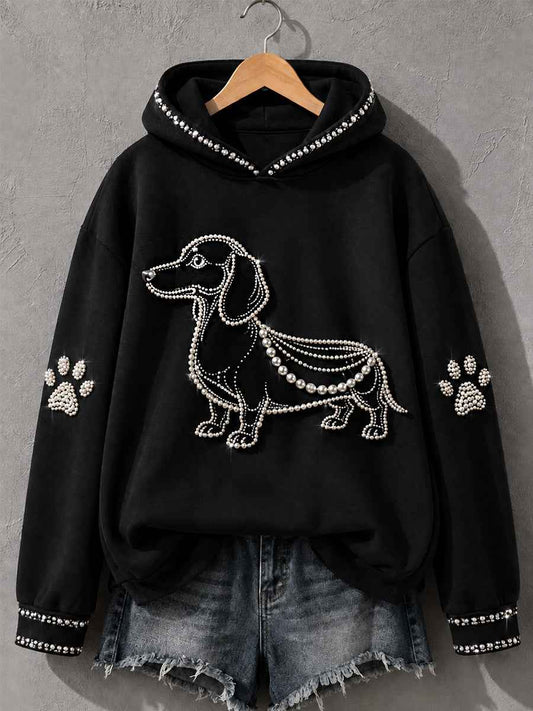 Women's Dachshund Print Dog Lovers Casual Hoodie