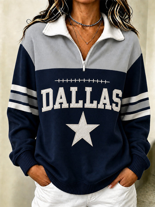 Women's Football Gameday Gift For Football Fans Casual Zip Up Sweatshirt gracestitchs