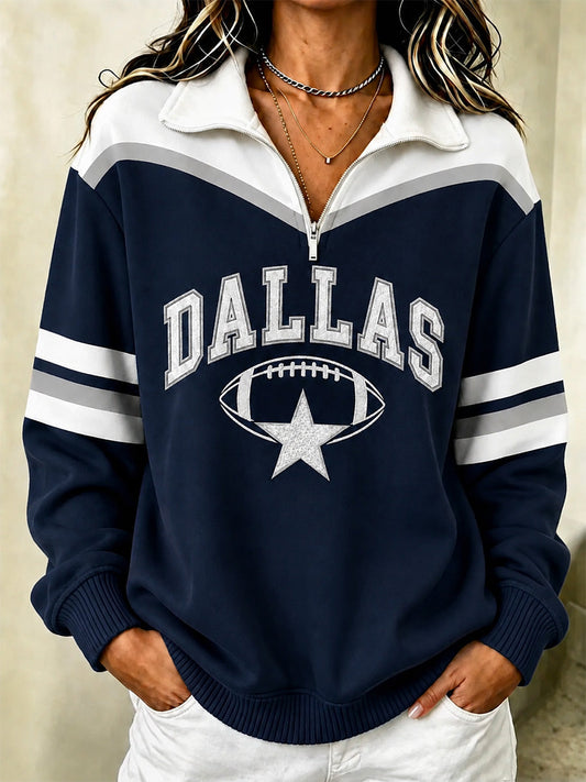 Women's Football Gameday Gift For Football Fans Casual Zip Up Sweatshirt gracestitchs