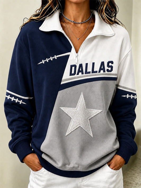 Women's Football Gameday Gift For Football Fans Casual Zip Up Sweatshirt gracestitchs