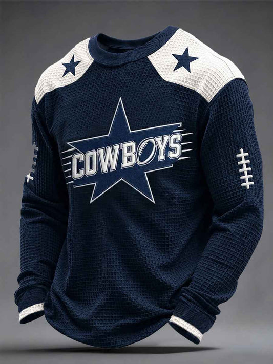 Men's Football Gameday Gift For Football Fans Casual Waffle Long Sleeve Top