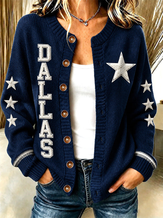 Women's Football Gameday Gift For Football Fans Casual Cardigan gracestitchs