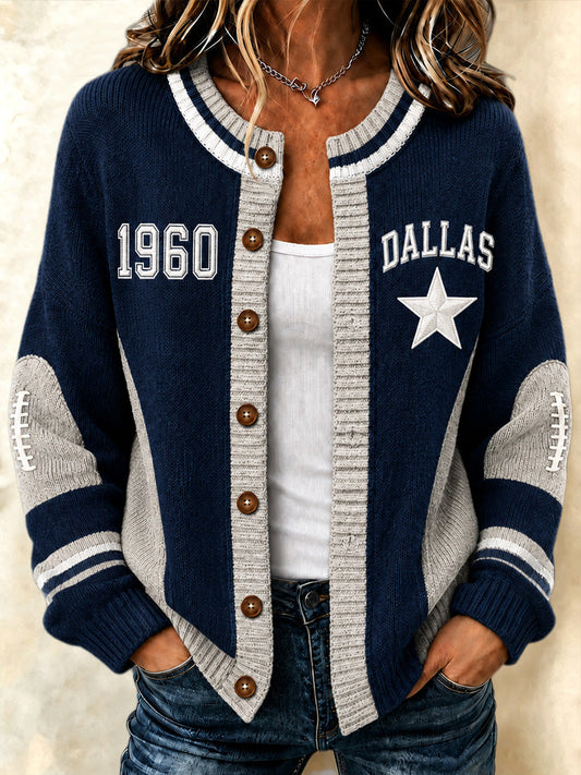 Women's Football Lover Buffalo Print Casual Cardigan gracestitchs