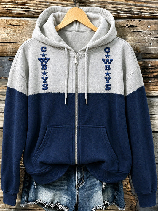 Women's Football Lover Buffalo Print Casual Zip-Up Hoodie gracestitchs
