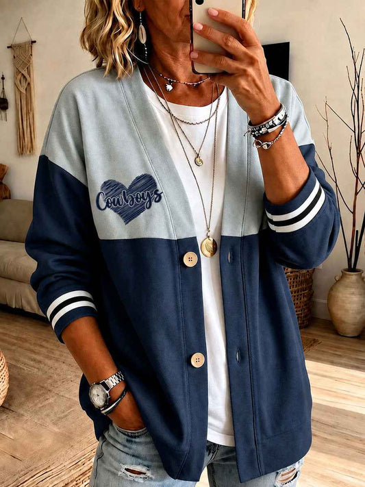 Women's Game Day Football Printed Casual Cardigan