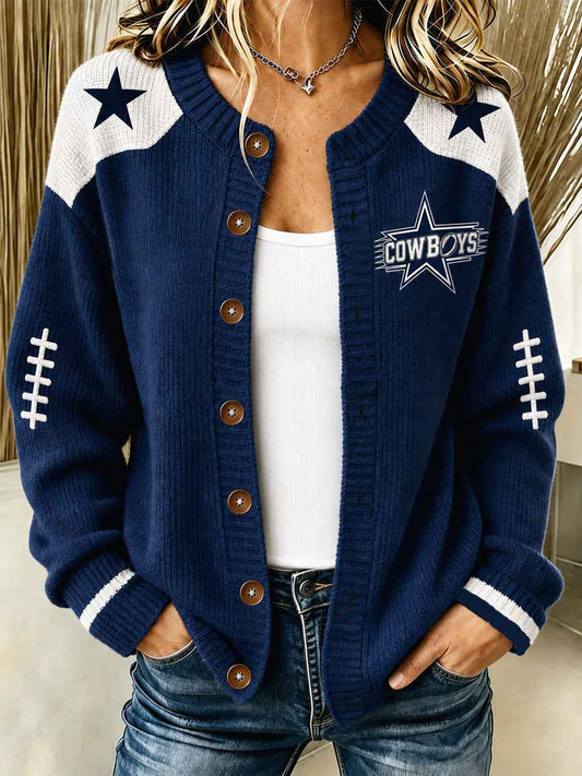 Women's Football Lover Buffalo Print Casual Cardigan